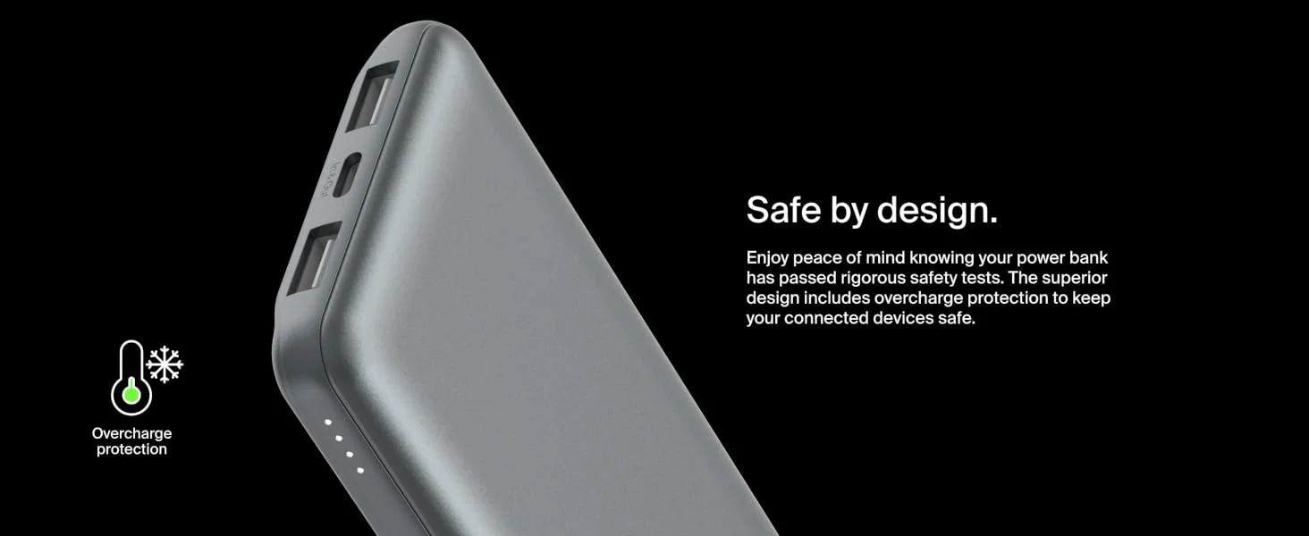 Belkin BoostCharge 10000mAh USB-C Power Bank with 2 USB-A Ports, 15W, Gray - Thumbnail 13