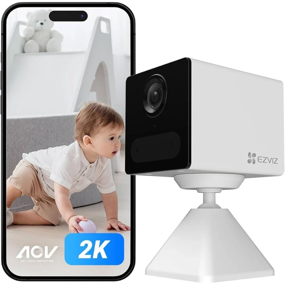 كاميرا منزليه ذكيه تعمل بالبطاريه Ezviz CB2 4G بدقه 2K باللون ابيض