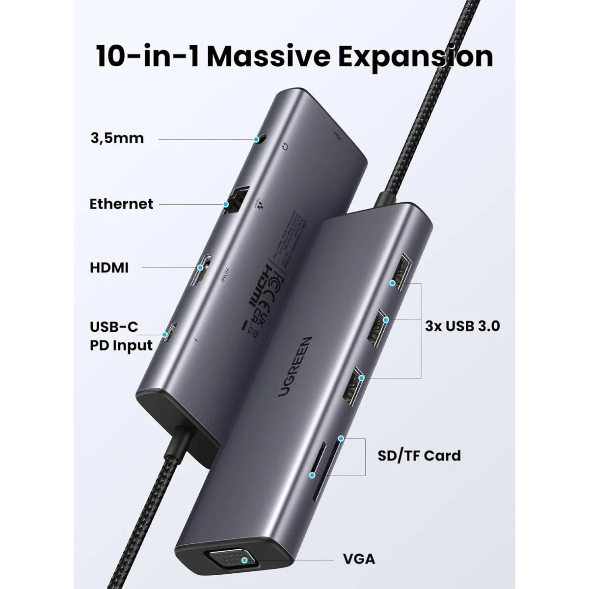 Ugreen 15601 USB-C 10-in-1 Multi-Functional Hub - Thumbnail 7