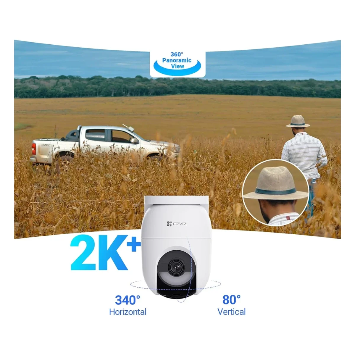 كاميرا مراقبة خارجية Ezviz CB8 Lite 4G Kit تعمل بالبطارية وتدعم التحريك والإمالة بدقة 2K+ مع لوح شمسي 5W CS-CB8C/SP 4MP - Thumbnail 5