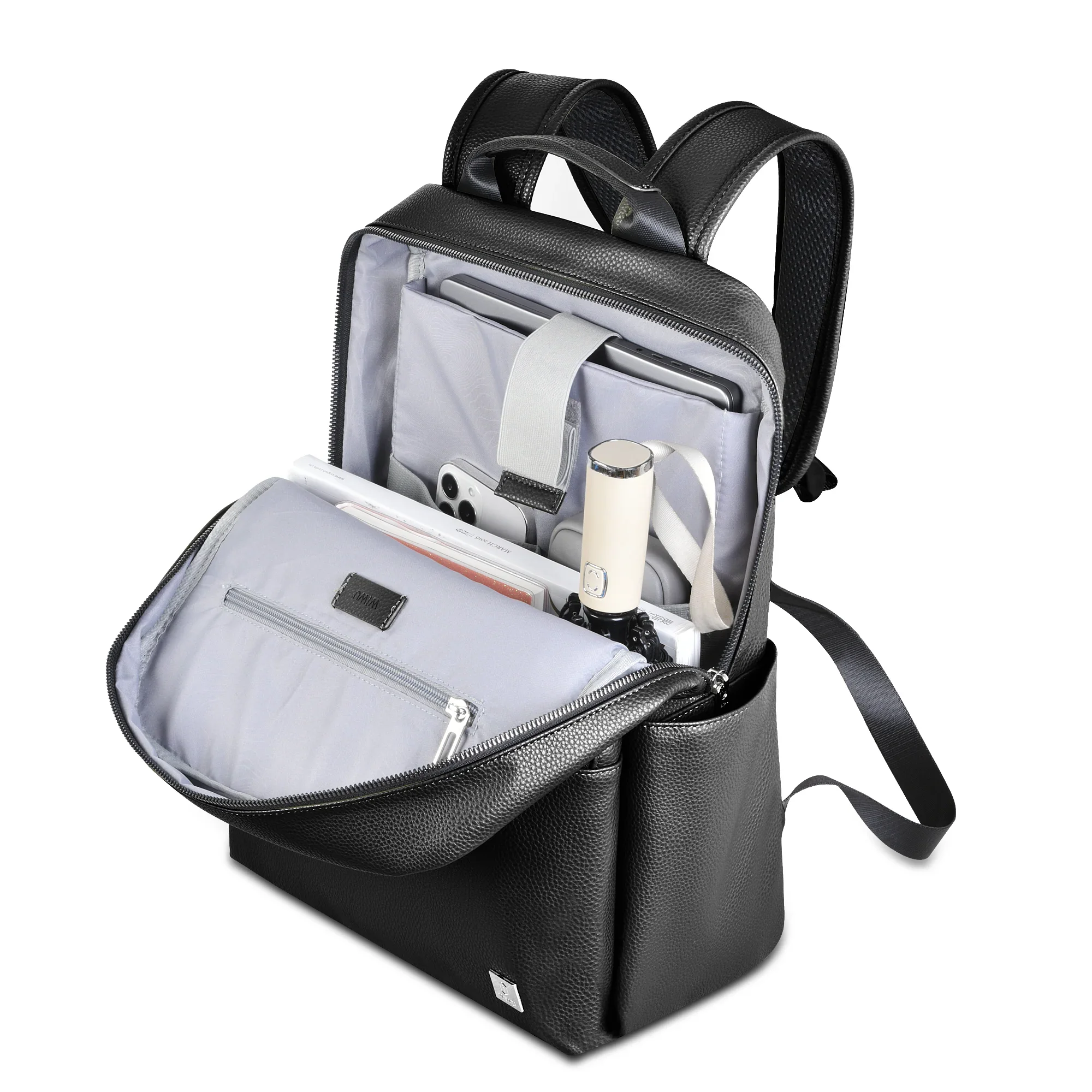 WIWU Osun PU Leather Laptop Backpack for Daily Use – Black - Image 3