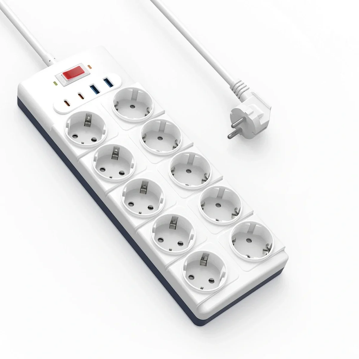 WIWU Wi-S008 GaN 14-in-1 Power Strip with 10 AC Outlets, 2m, White
