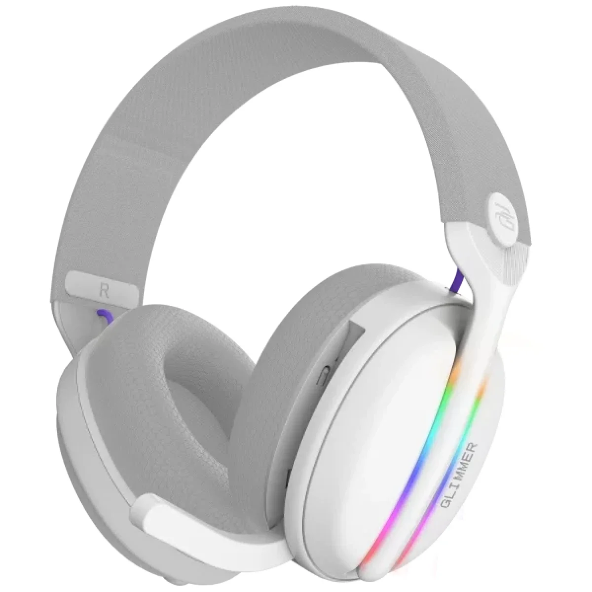 Proove Glimmer Dual-Wireless RGB Gaming Headset, White/Purple - Thumbnail 4