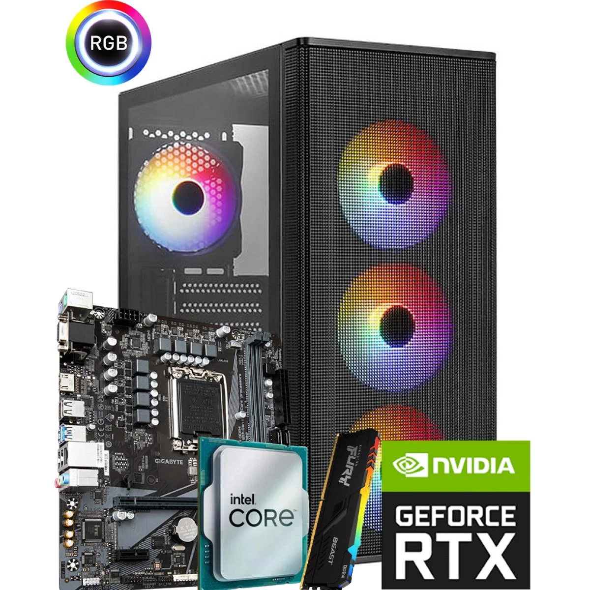 Intel Core i5-12400F RTX 5060 Ti 8GB Gaming PC Custom Build with 16GB RAM