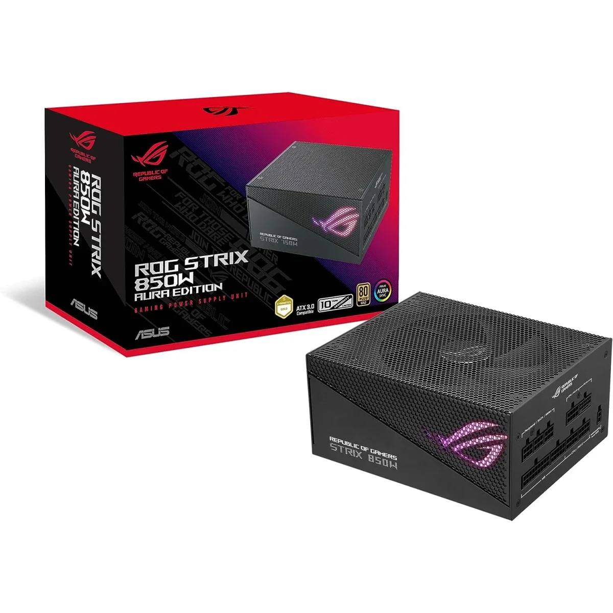 مزود طاقة Asus ROG Strix 850W Gold Aura Edition بقدرة 850 واط معياري بالكامل