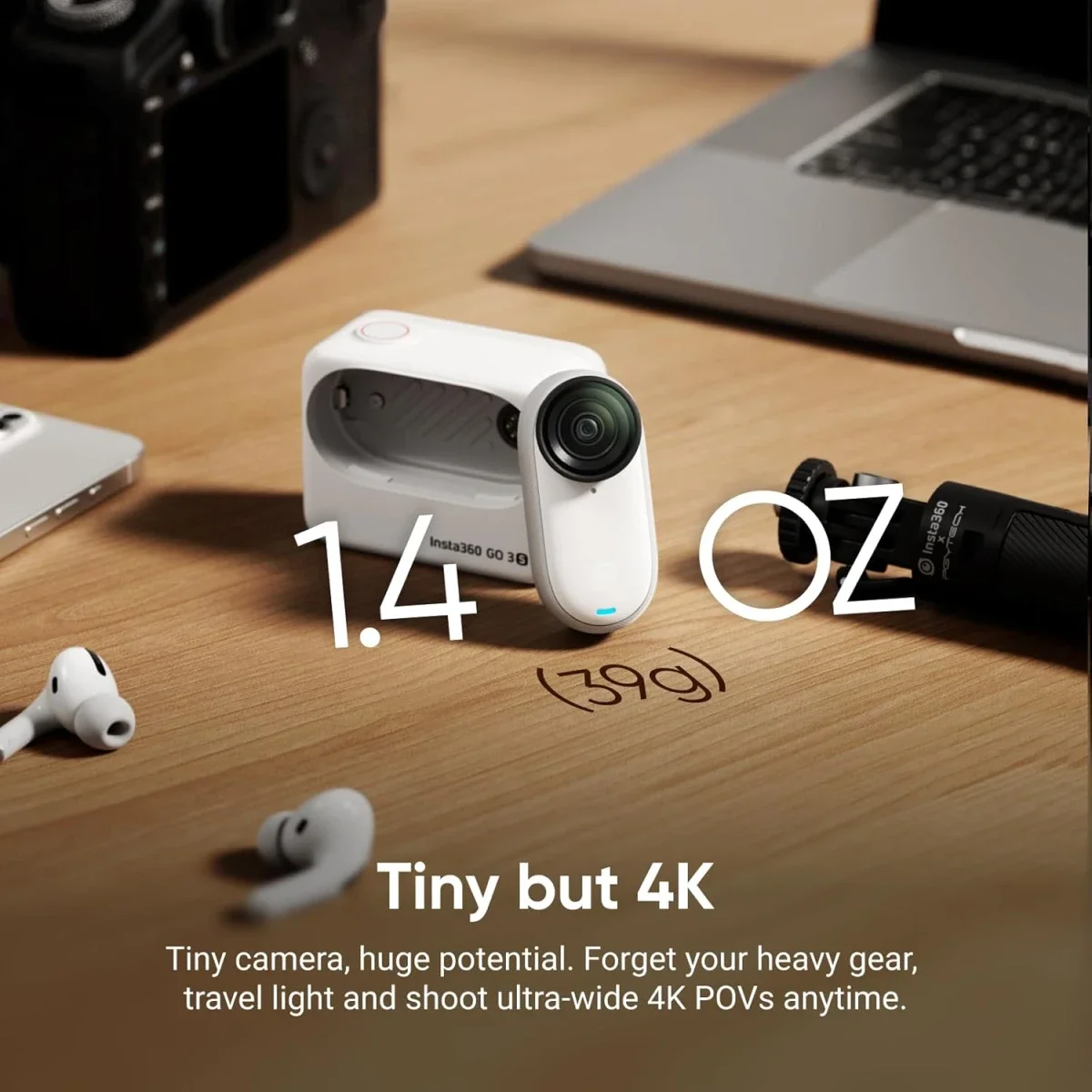 كاميرا تدوين فيديو محمولة Insta360 GO 3S Standard Edition بسعة 128GB باللون الأبيض 4K - Thumbnail 6