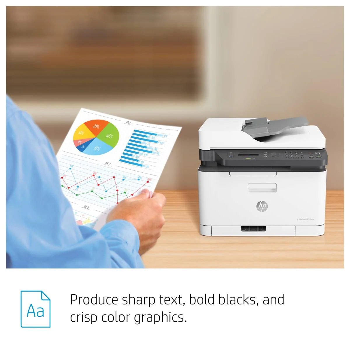 طابعة HP Color Laser MFP 179fnw ملونة مع واي فاي ودقة 600 × 600 DPI، سرعة 18 صفحة أسود و4 صفحات ملون بالدقيقة، كفالة سنة - Thumbnail 3