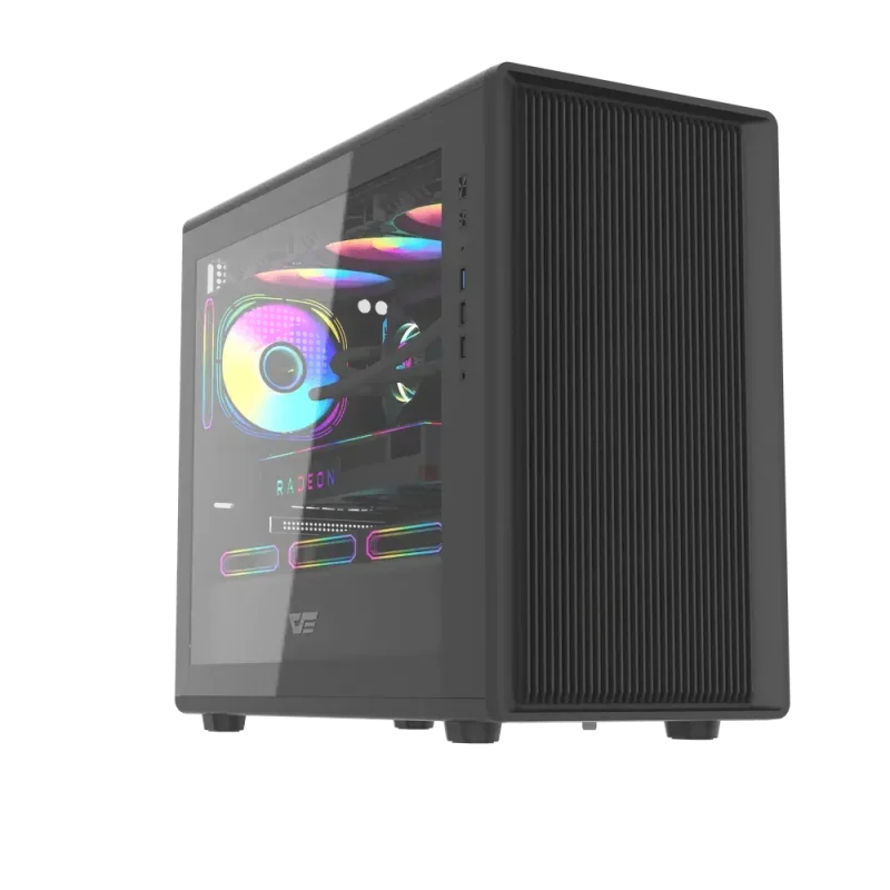 كيس كمبيوتر DarkFlash DB460M Micro-ATX أسود بدون مراوح