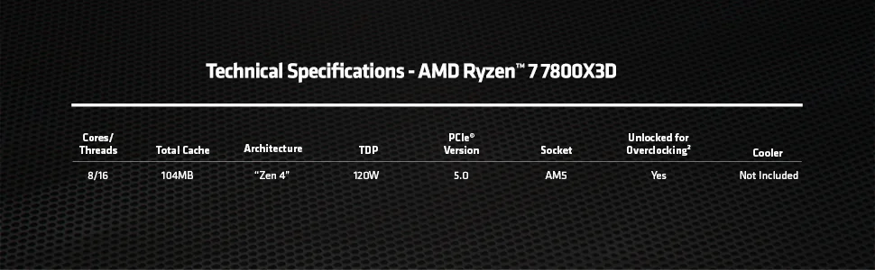 معالج مكتبي AMD Ryzen 7 7800X3D بمقبس AM5 إصدار Tray - Thumbnail 9