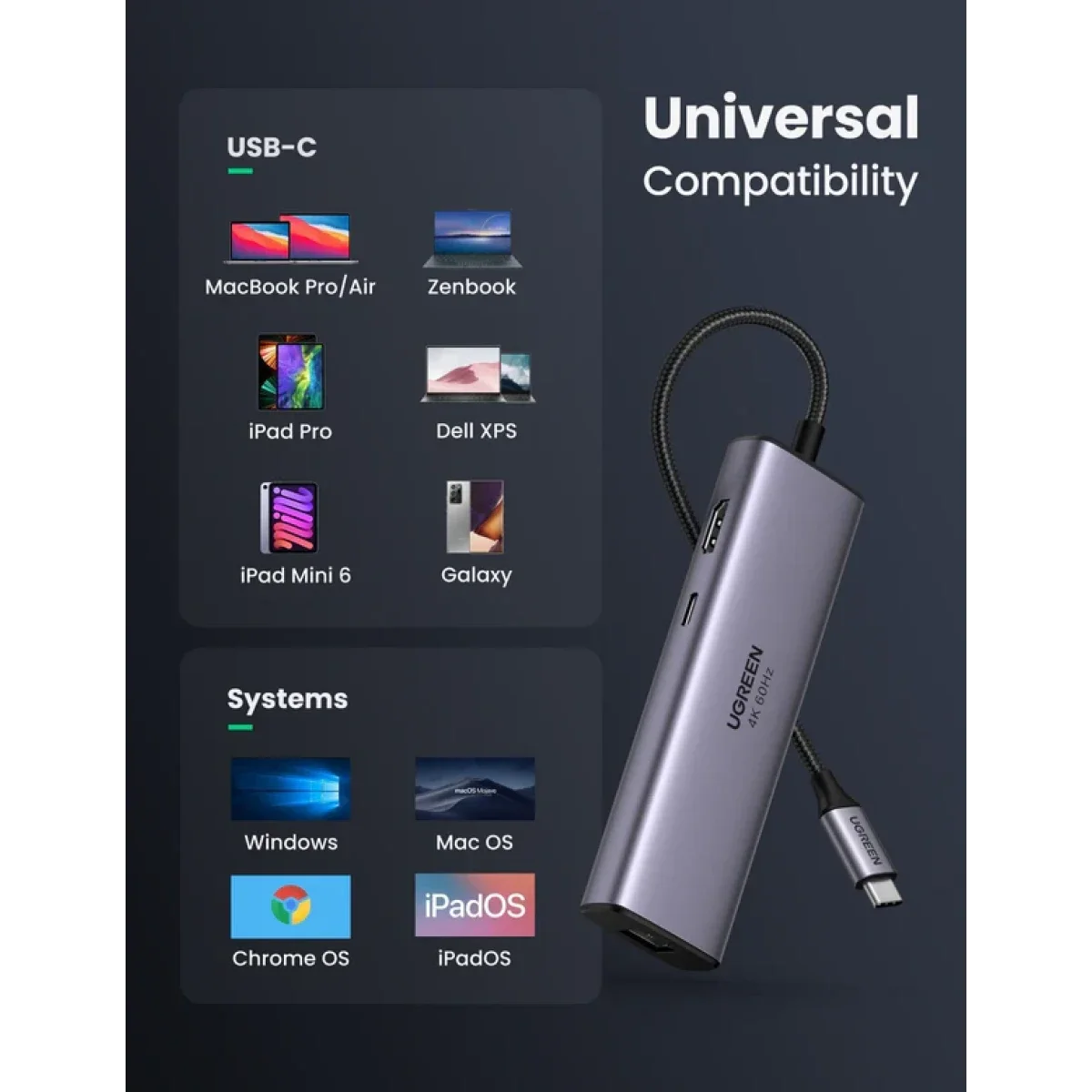 Ugreen 7-in-1 USB-C Hub with 4K 60Hz HDMI, 100W PD and SD/TF Reader - Thumbnail 9