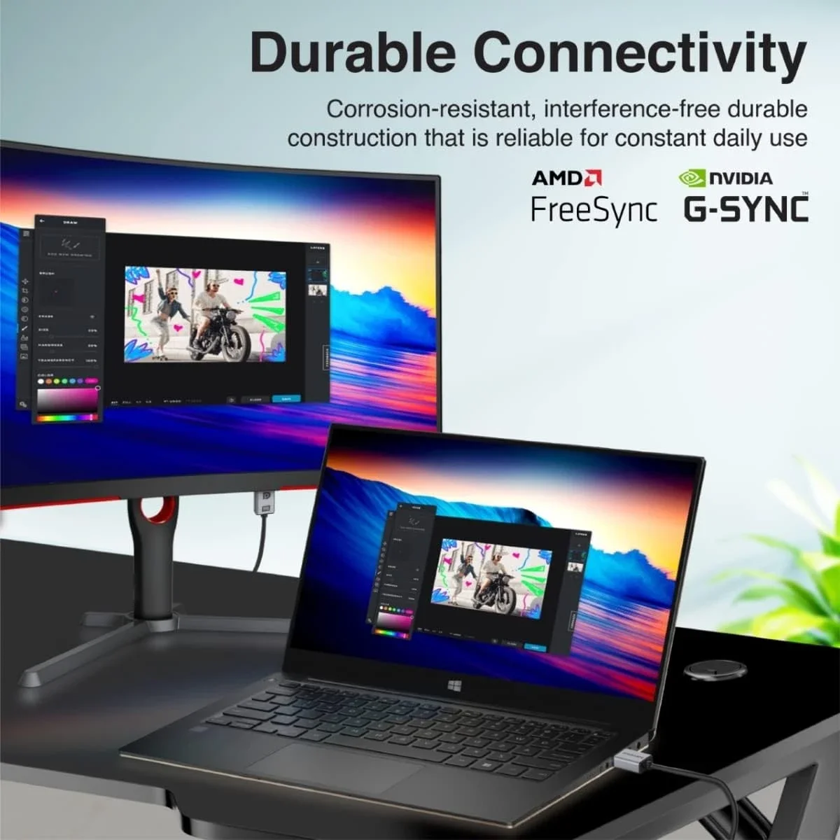 سلك DisplayPort 2.0 من Promate بدقة 16K@60Hz وسرعة 80Gbps بطول 2م أسود - Image 2