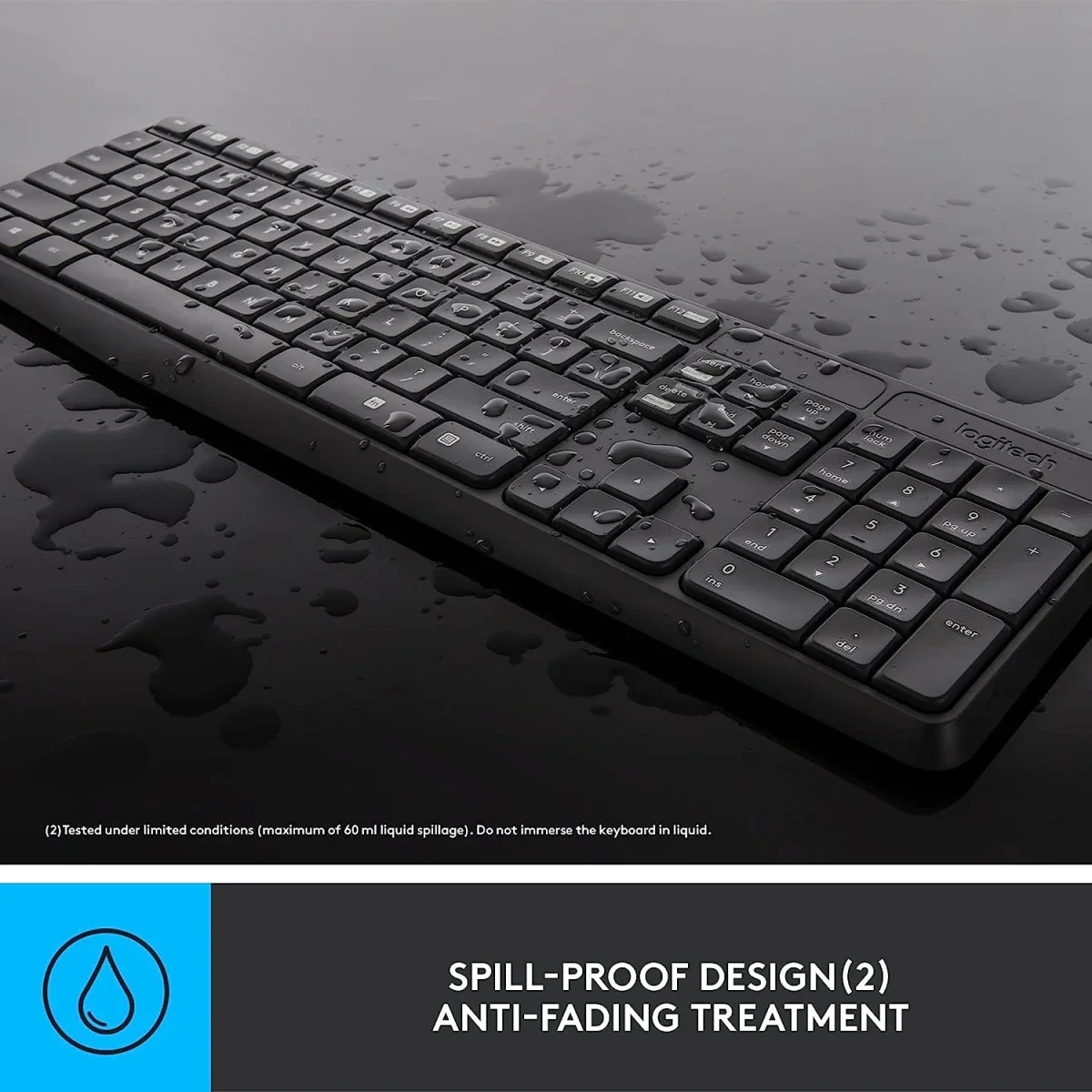مجموعة لوحة مفاتيح وفأرة لاسلكية Logitech MK235 بتخطيط عربي/إنجليزي، أسود - Image 5