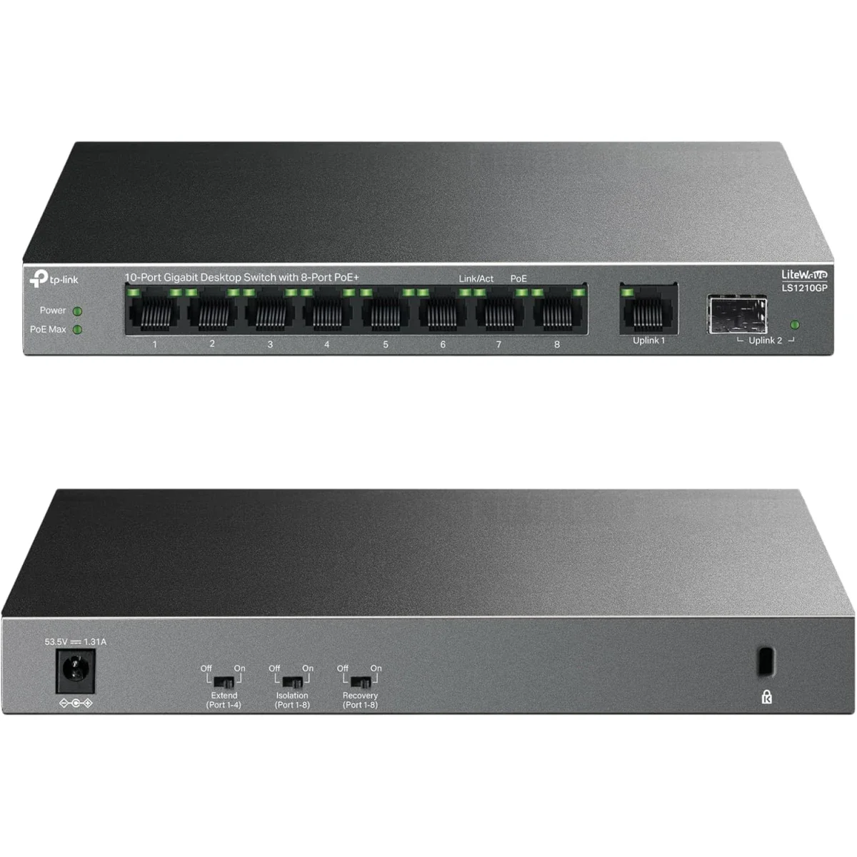 سويتش مكتبي TP-LINK LS1210GP جيجابت 10 منافذ مع PoE+ لـ8 منافذ، 9 منافذ RJ45 ومنفذ SFP واحد - Image 2