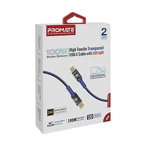 Promate LucidLine-CC120 USB-C to USB-C Fast Charging Cable 100W 120cm Black - Thumbnail 14