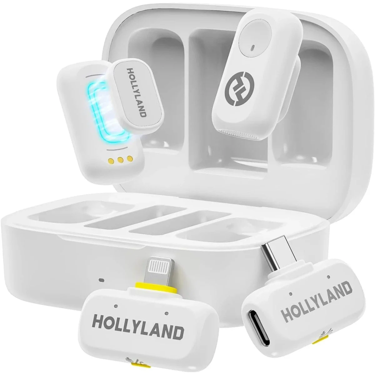 Hollyland LARK A1 Combo Wireless Lavalier Microphone for iPhone and Android, White