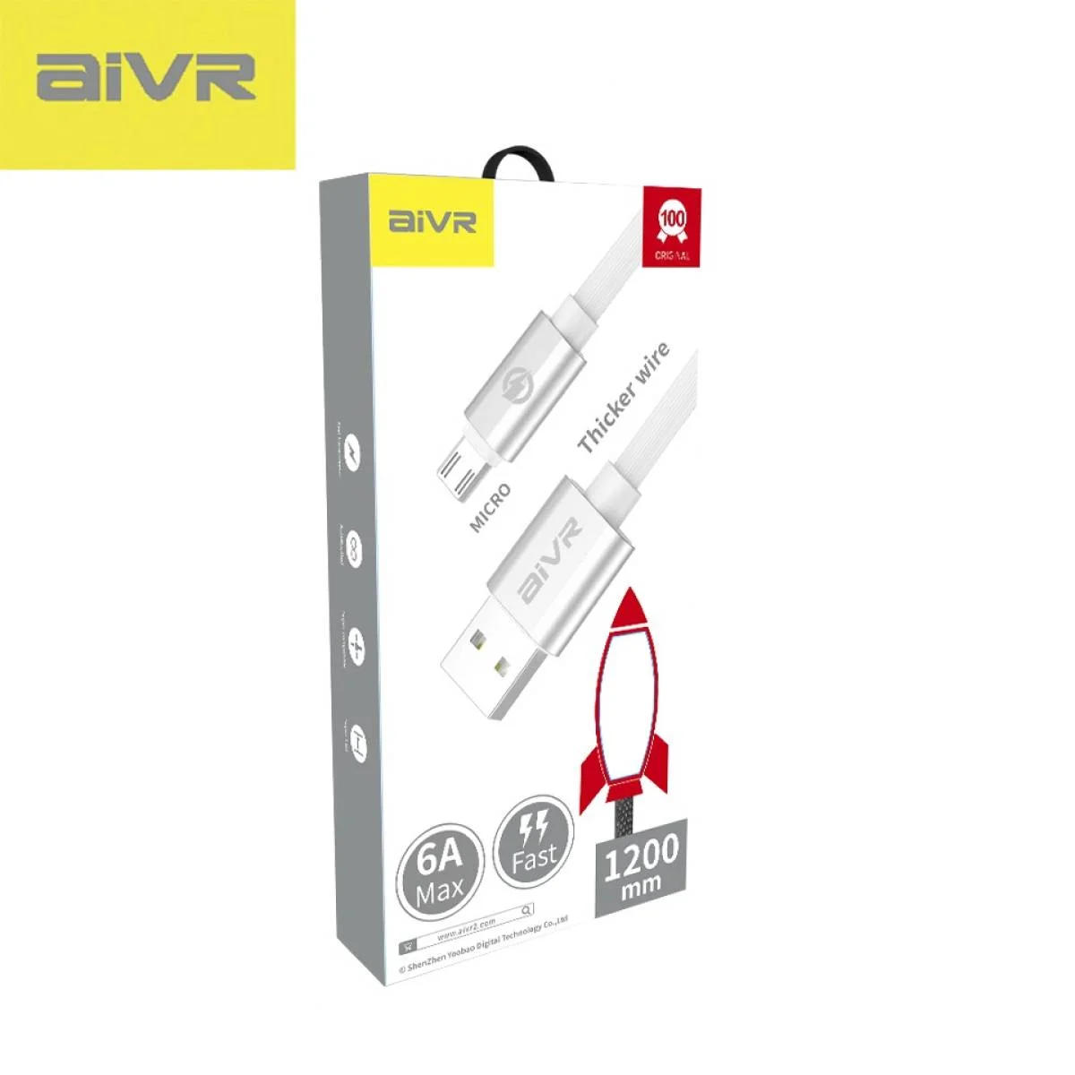 كابل شحن AIVR AK10-M Micro USB سريع 1.2 متر 6 أمبير