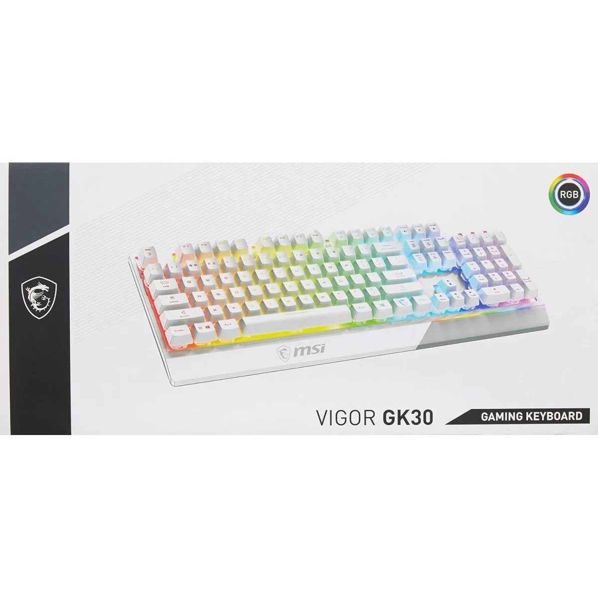 كيبورد ألعاب MSI Vigor GK30 RGB بإضاءة RGB 6 مناطق أبيض - Thumbnail 5