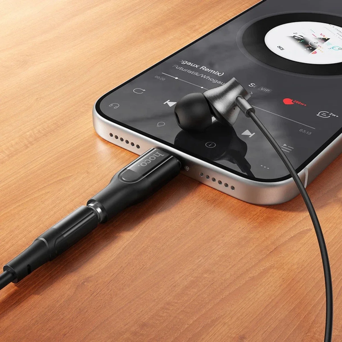 محول صوت رقمي HOCO UPA35 من USB-C إلى 3.5 مم أنثى أسود - Thumbnail 4