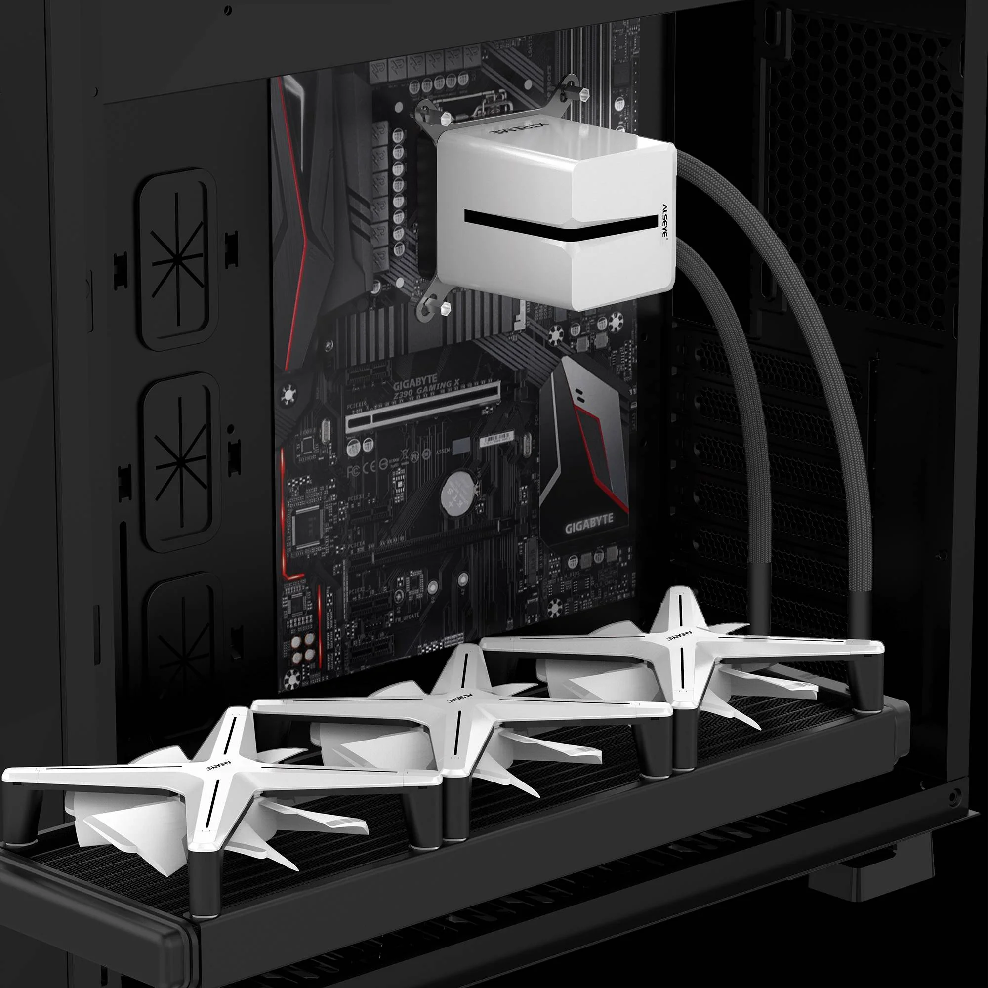 مبرد مائي ALSEYE X360 Xtreme AIO براديتر 360 مم ومراوح 120 مم، RGB، أبيض - Image 5