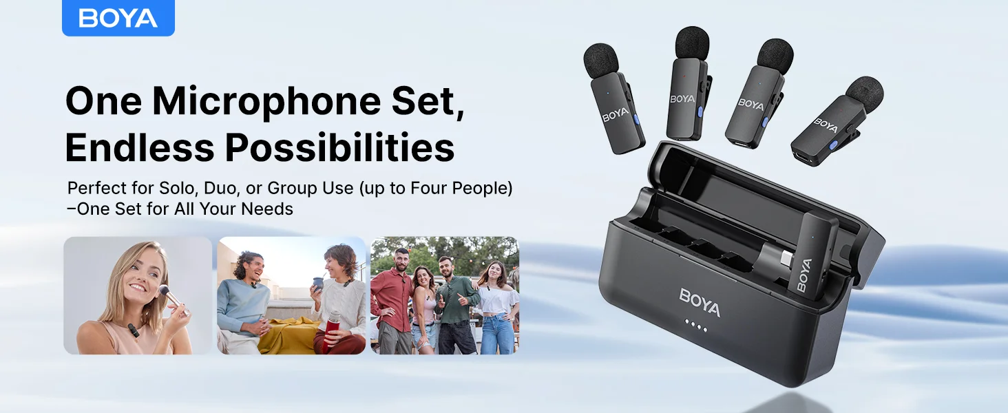 Boya BY-V4U 4-Channel Wireless Lavalier Microphone with USB-C Charging Case - Thumbnail 7