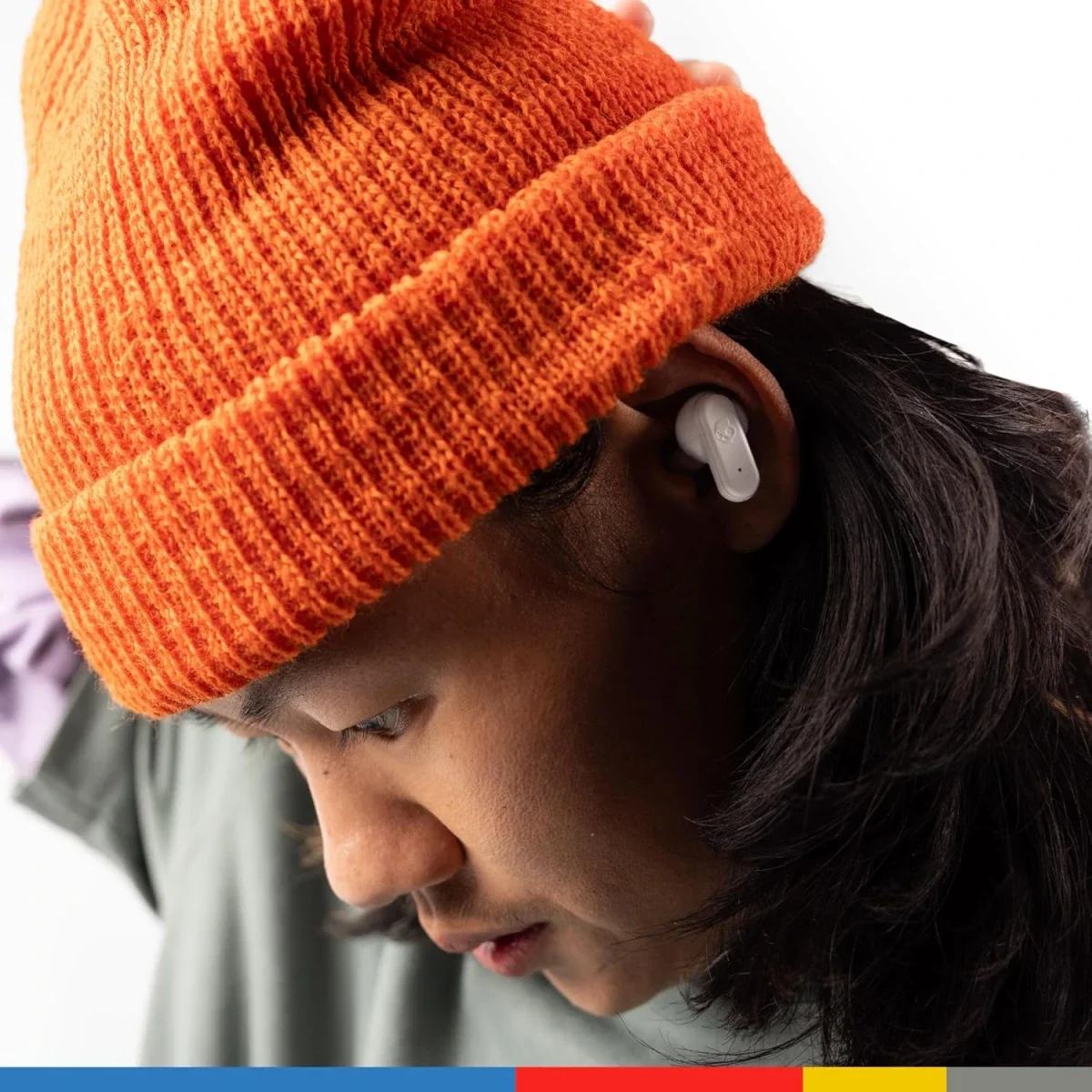 Skullcandy Dime 3 True Wireless Bluetooth Earbuds, 20 Hours Battery, Bone/Orange - Thumbnail 4