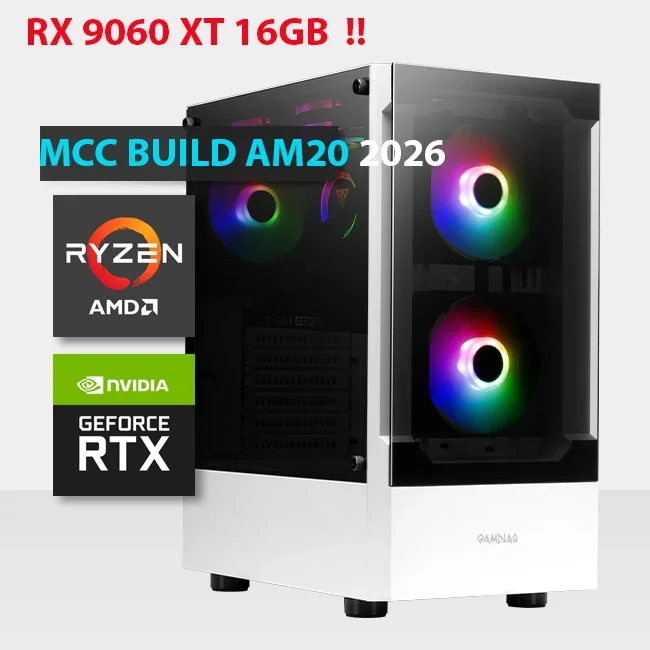 MCC AM20-26 MIDAS Gaming PC, AMD Ryzen 5 9600X 6-Core, Radeon RX 9060 XT 16GB