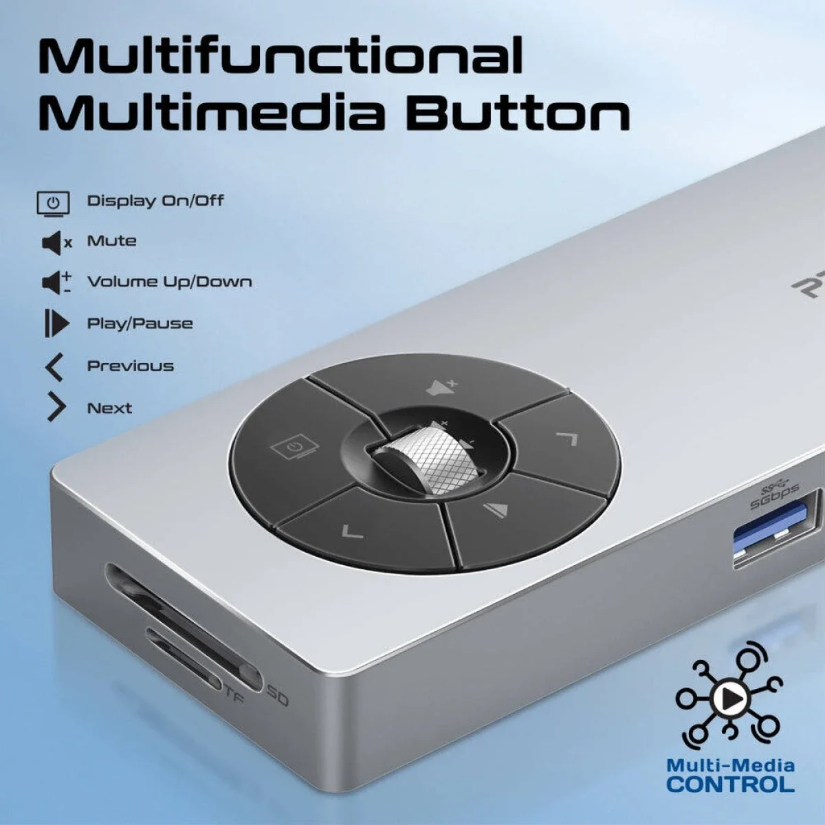 موزع USB-C متعدد المنافذ Promate Comandhub-Pro 14 في 1 مع 100W PD وHDMI بدقة 4K 60Hz وإيثرنت 1Gbps، رمادي - Image 3