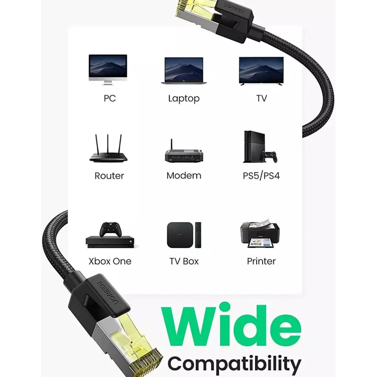 كيبل إيثرنت Ugreen Cat7 نحاس نقي مضفر 15 متر - أسود - Image 5