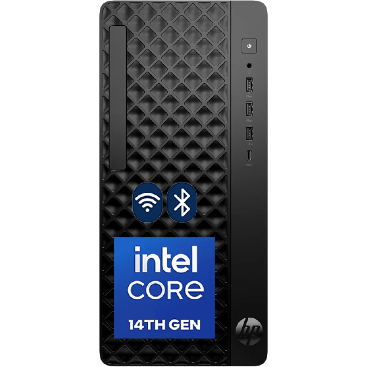 كمبيوتر مكتبي HP ProDesk 2 Tower G1i E (D33J7AT)، Intel Core i3-14100، رام 8GB DDR5، تخزين 512GB NVMe SSD، Intel UHD Graphics 730، Wi-Fi 6، بلوتوث 5.4، FreeDOS، كفالة سنة