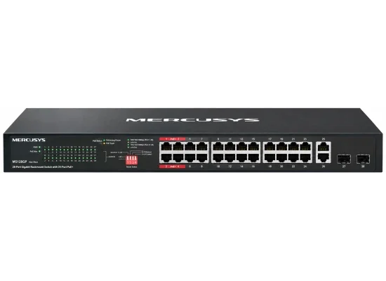 MERCUSYS MS128GP 28-Port Gigabit Rackmount Switch, 24-Port PoE+, 295W Budget, 2x Gigabit Uplink, 2x SFP, 802.3af/at, Isolation Mode, Plug & Play, Metal Case - Image 7