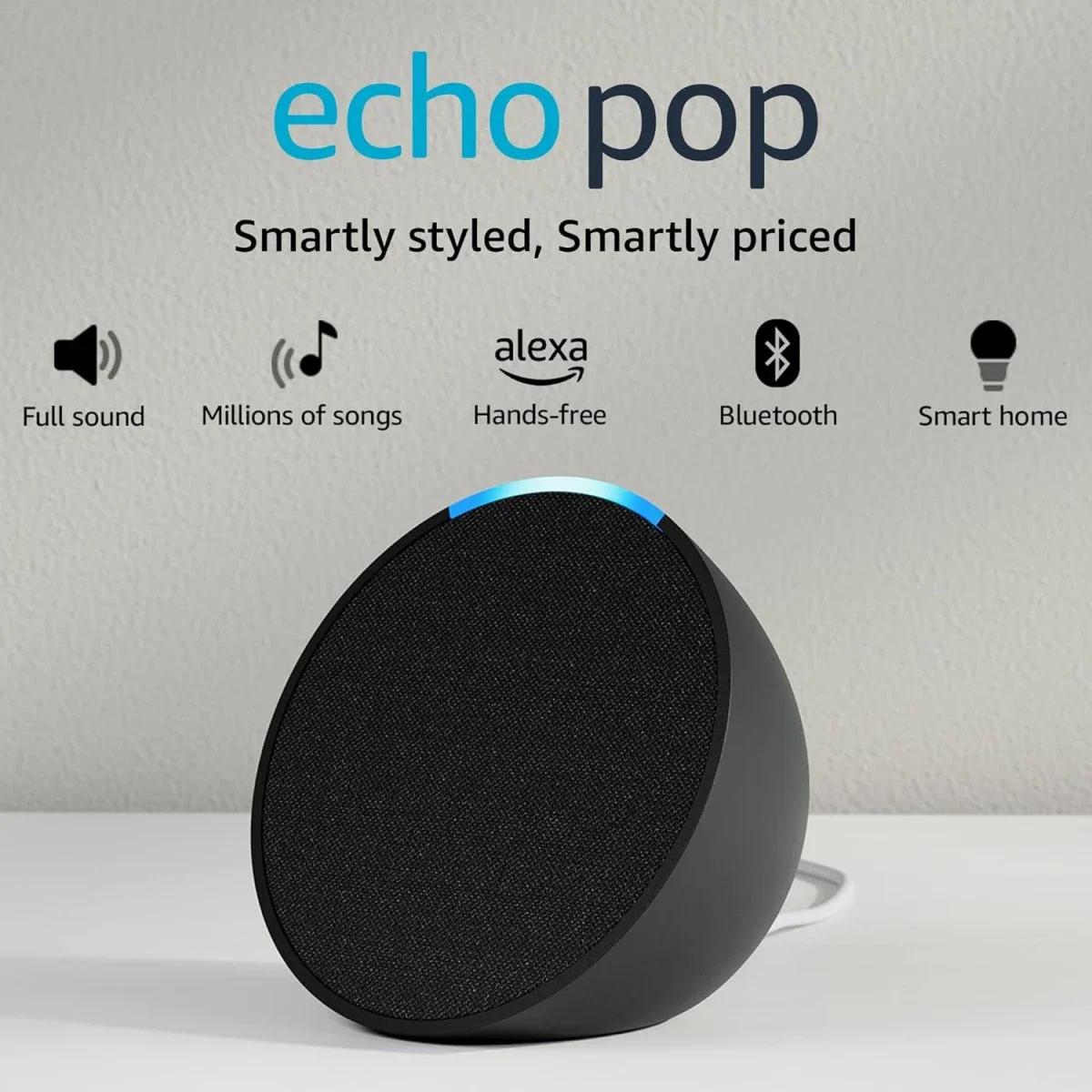 Amazon Echo Pop 1st Gen Smart Speaker with Alexa, Wi-Fi & Bluetooth - Charcoal - Image 2