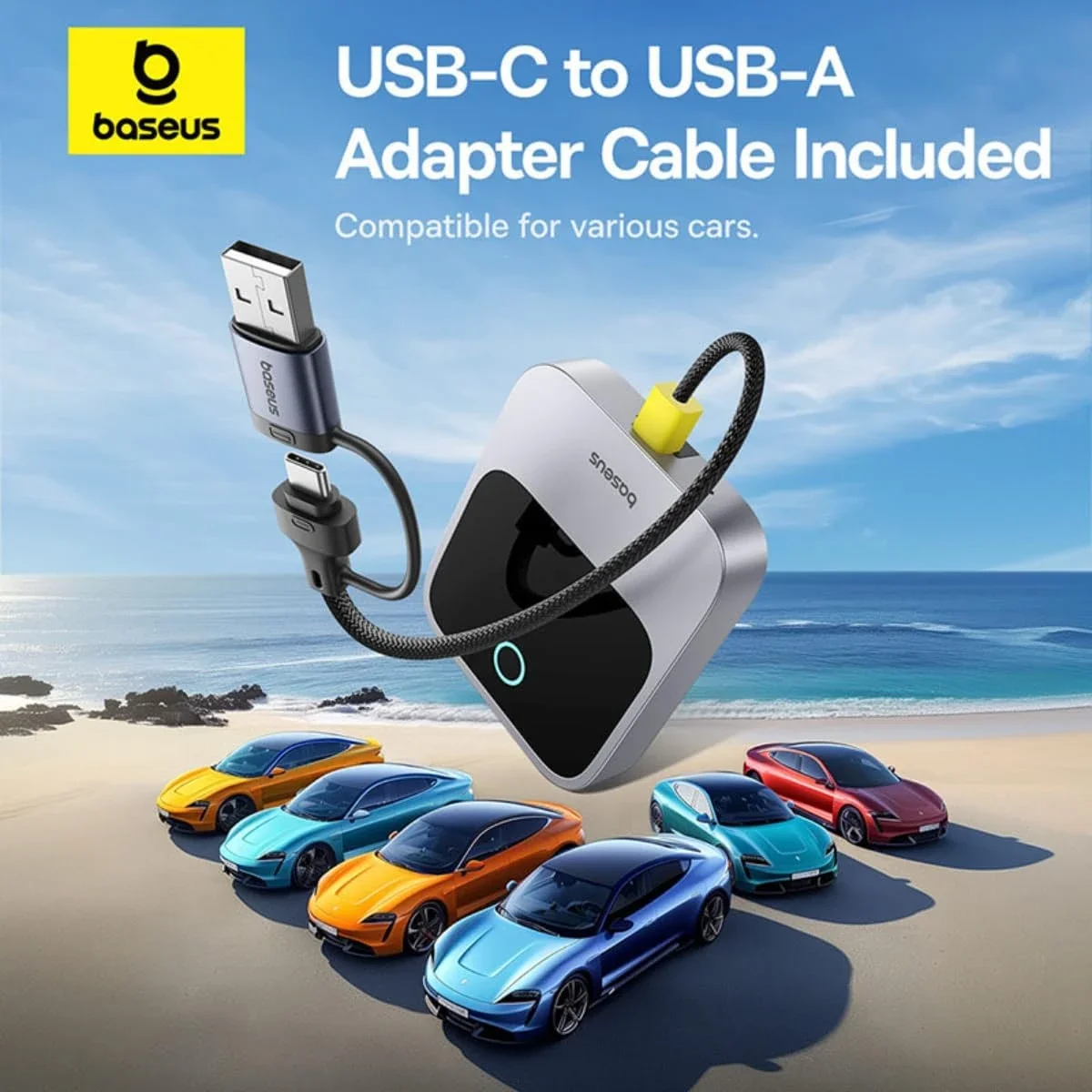 Baseus PrimeTrip Wireless CarPlay Adapter for iPhone, Grey - Thumbnail 6