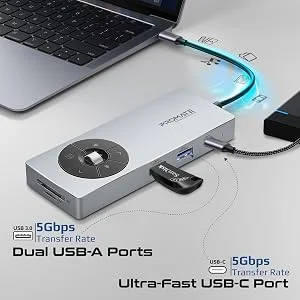 Promate ComandHub-Pro 14-in-1 USB-C Multiport Hub with 100W PD, 4K 60Hz HDMI & Gigabit Ethernet - Thumbnail 10
