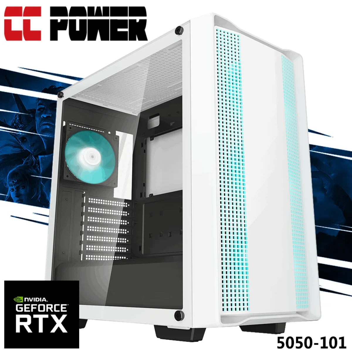كمبيوتر ألعاب City Center Computers CC Power 5050-101 بمعالج AMD Ryzen 5 5500 وكرت RTX 5050 وذاكرة 16GB وSSD بسعة 500 GB - Image 1