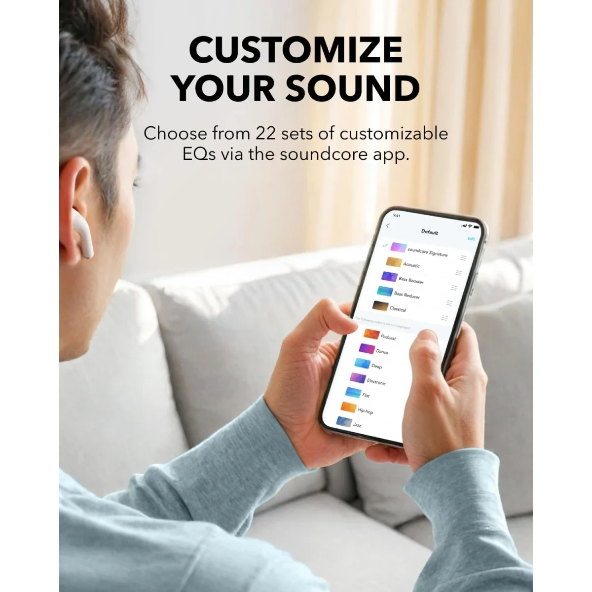 سماعات أذن لاسلكية Anker Soundcore K20i شبه داخل الأذن، تشغيل حتى 36 ساعة، أبيض - Thumbnail 4