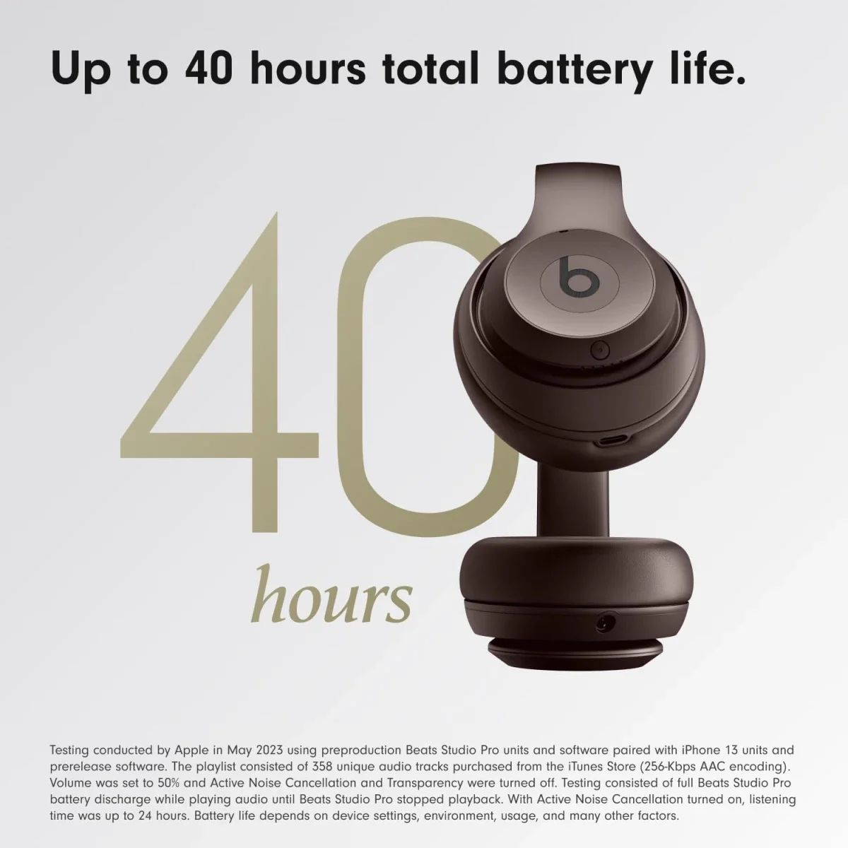 سماعات رأس Beats Studio Pro لاسلكية فوق الأذن مع إلغاء الضوضاء النشط وصوت USB-C بدون فقدان وبطارية حتى 40 ساعة - بني داكن - Thumbnail 5