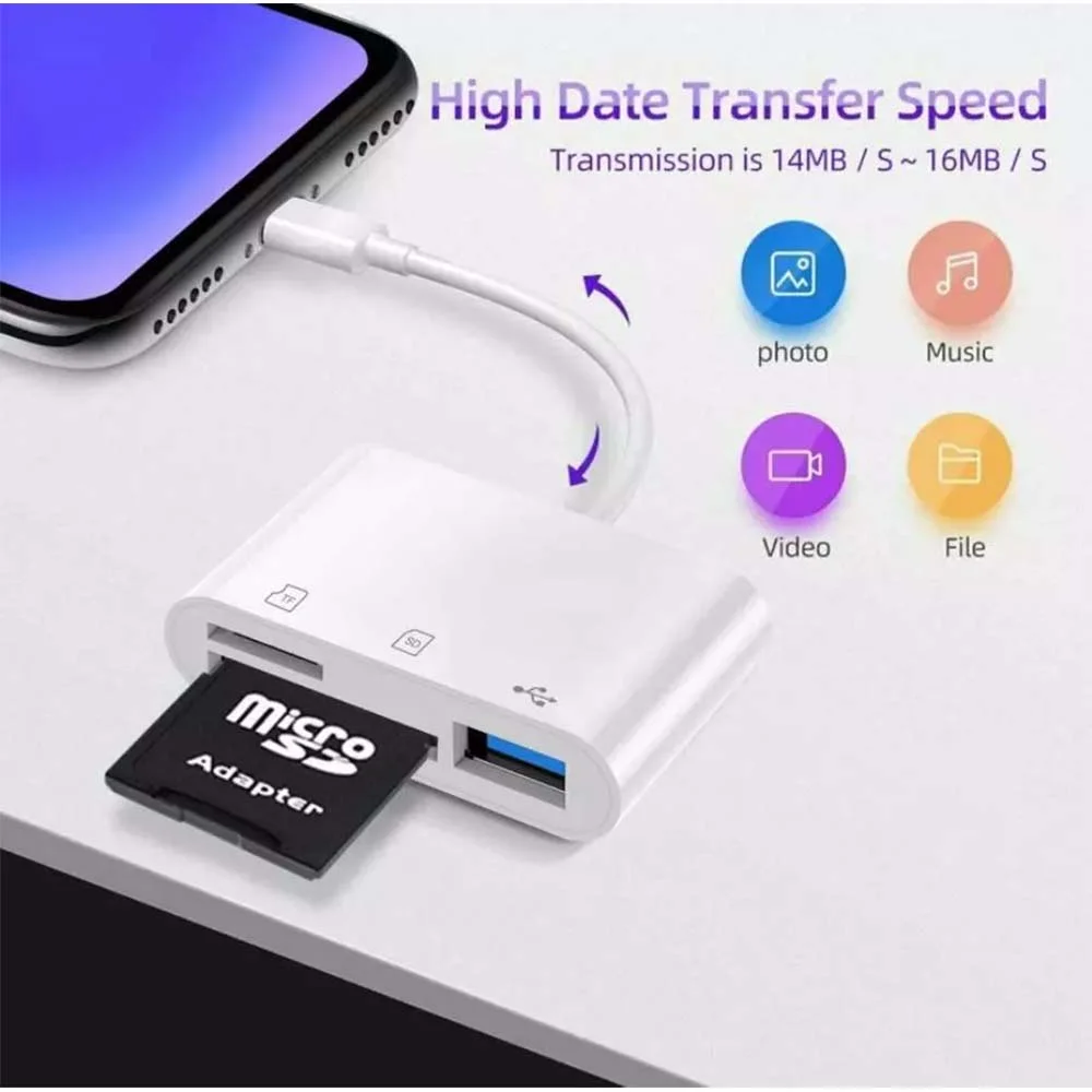 محول USB-C بطول 30 سم 3 في 1 مع منفذ USB وقارئ MicroSD وSD - Image 8
