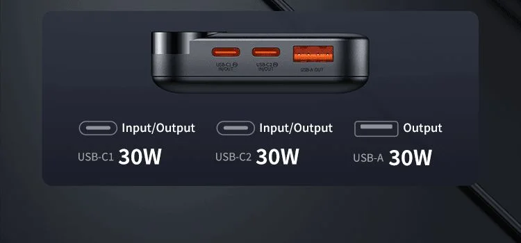 باور بانك Mcdodo MC-3850 بسعة 10000mAh وقدرة 30W مع شاشة LED ومنفذي USB-C ومنفذ USB-A، أسود - Thumbnail 8