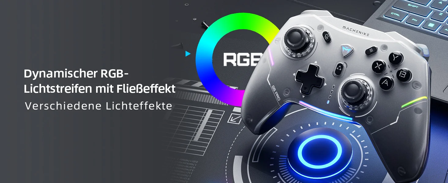 MACHENIKE G5 Pro Wireless Gaming Controller with Hall Effect Joysticks, RGB Lights - Black - Thumbnail 16