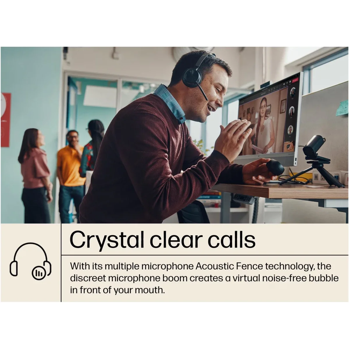 Poly Voyager Focus 2 Microsoft Teams Certified USB-C Bluetooth ANC Headset with Charging Stand - Thumbnail 3