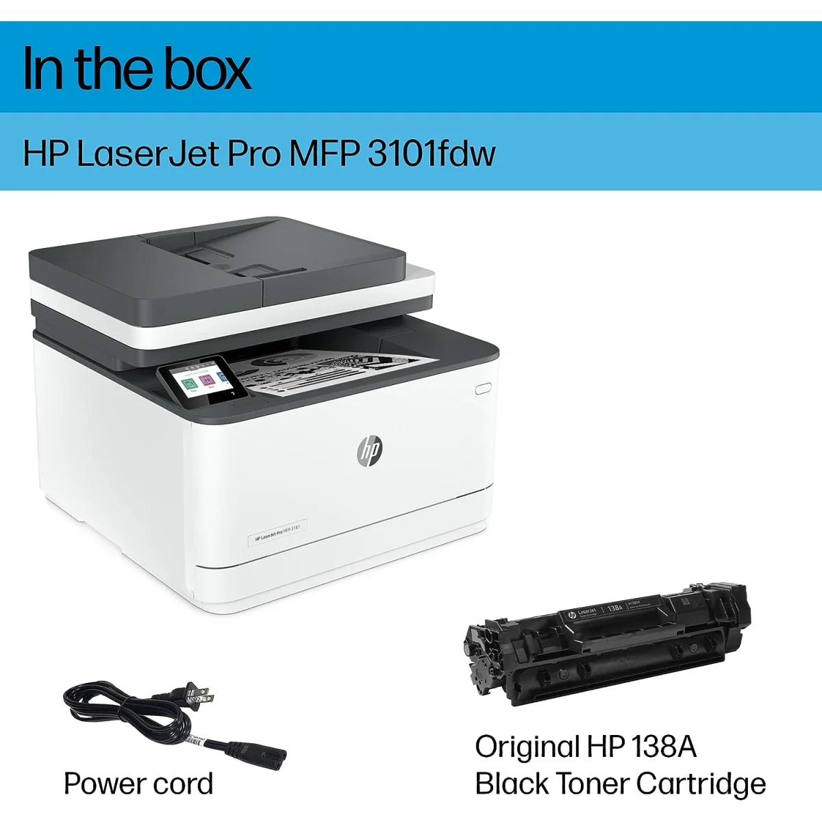 طابعة متعددة الوظائف ليزر أحادية HP LaserJet Pro MFP 3103fdw 4 في 1 لاسلكية مع طباعة على الوجهين ومغذي تلقائي أبيض - Image 5