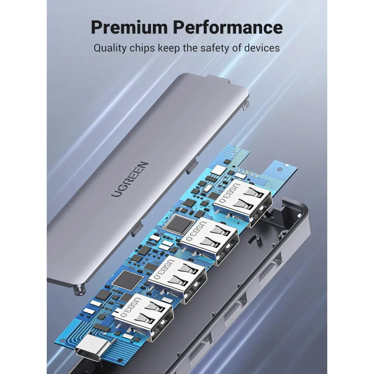 موزع Ugreen USB-C إلى 4 منافذ USB 3.0 بسرعة 5Gbps - Thumbnail 8