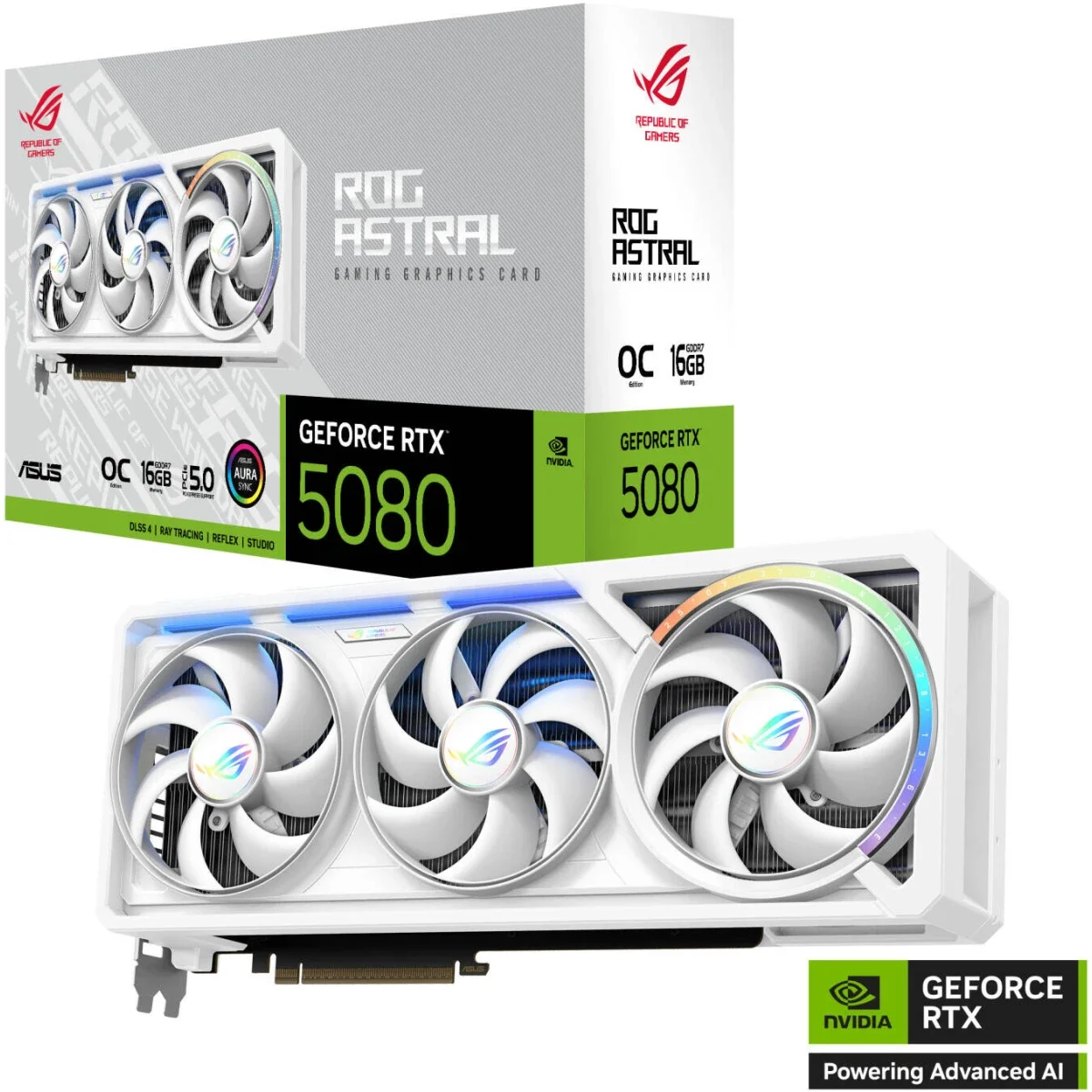 Asus ROG Astral GeForce RTX 5080 White OC Edition 16GB GDDR7 Graphics Card - Image 1