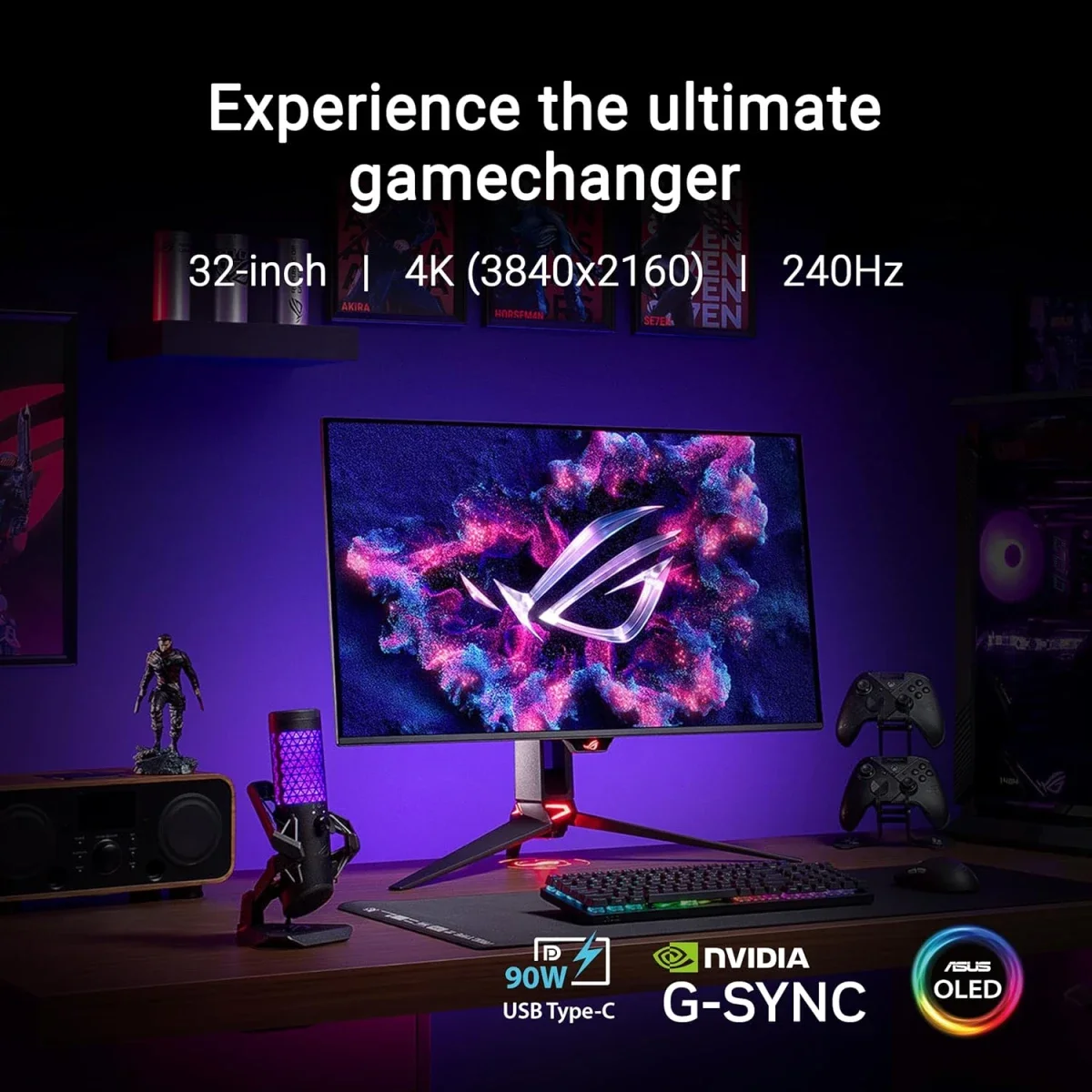 شاشة ألعاب Asus ROG Swift PG27UCDM 27 إنش 4K QD-OLED بتردد 240Hz وزمن استجابة 0.03ms - Thumbnail 2