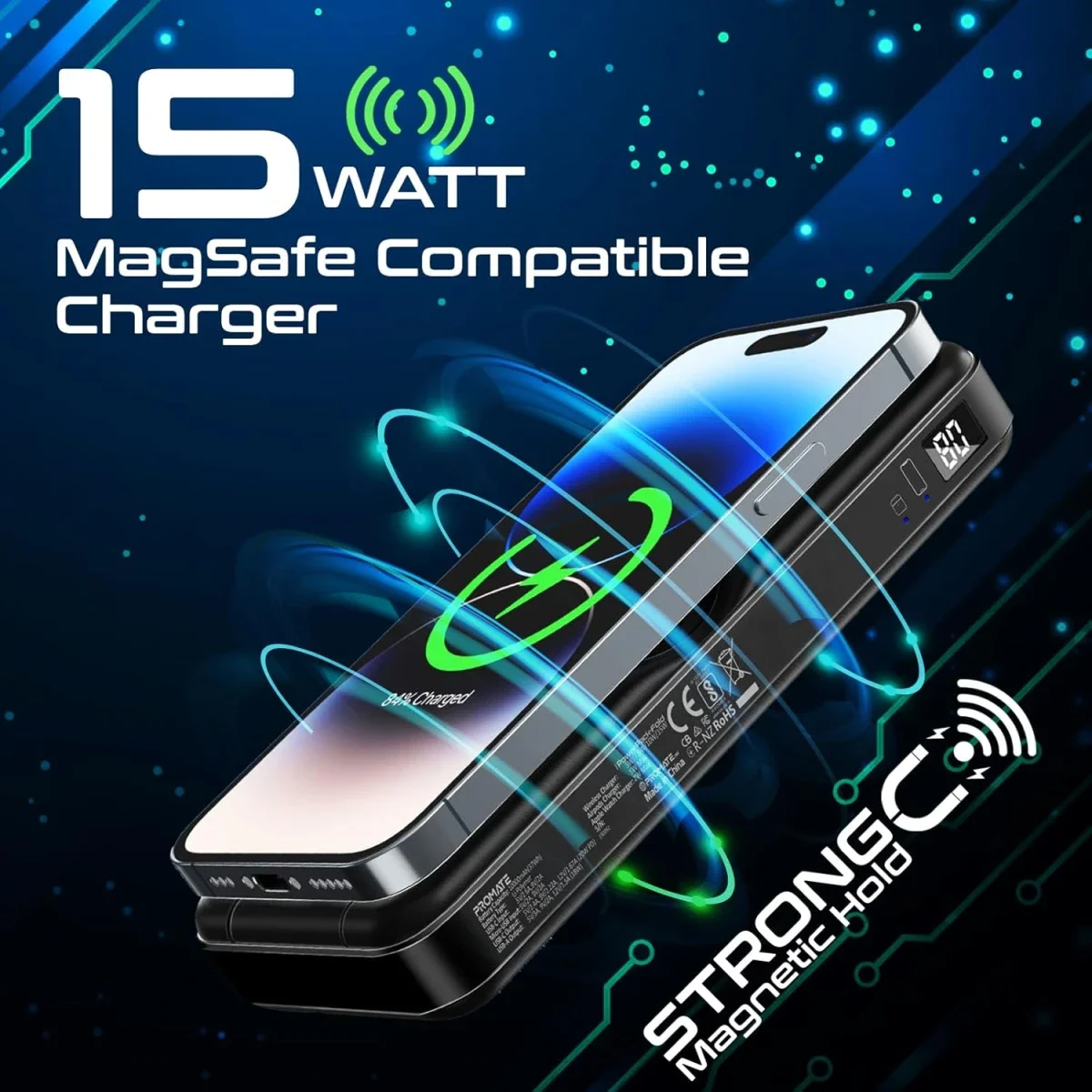 باور بانك MagSafe 5 في 1 قابل للطي Promate PowerPack-Fold بسعة 10000mAh وقدرة 15W - أسود - Image 7