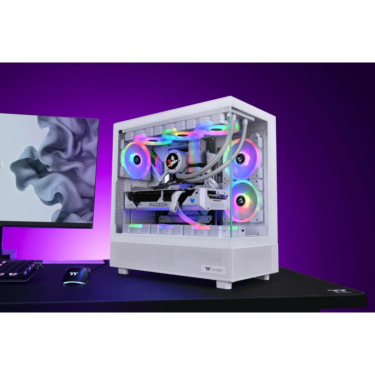 Thermaltake View 270 TG Mid-Tower PC Case with 1x CT140 ARGB Fan, 360mm Radiator Support, Tempered Glass - White - Image 6