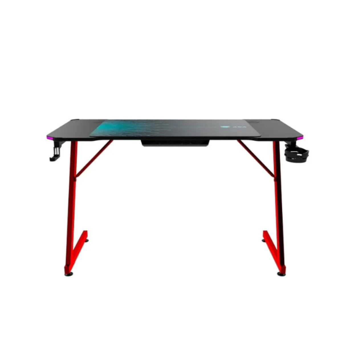 مكتب ألعاب Marvo DE-11 بإضاءة RGB وسطح 120 سم بتصميم ألياف الكربون وهيكل فولاذي، أسود وأحمر - Image 3