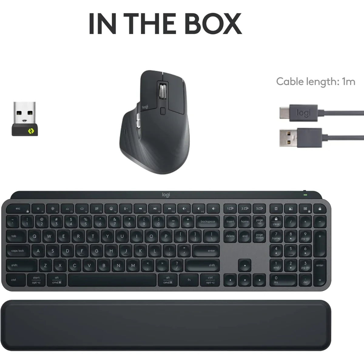 طقم كيبورد وماوس Logitech MX Keys S Combo مع MX Master 3S لاسلكي، مسند راحة، إضاءة ذكية، بلوتوث، USB-C، عربي/إنجليزي، جرافيت - Image 9