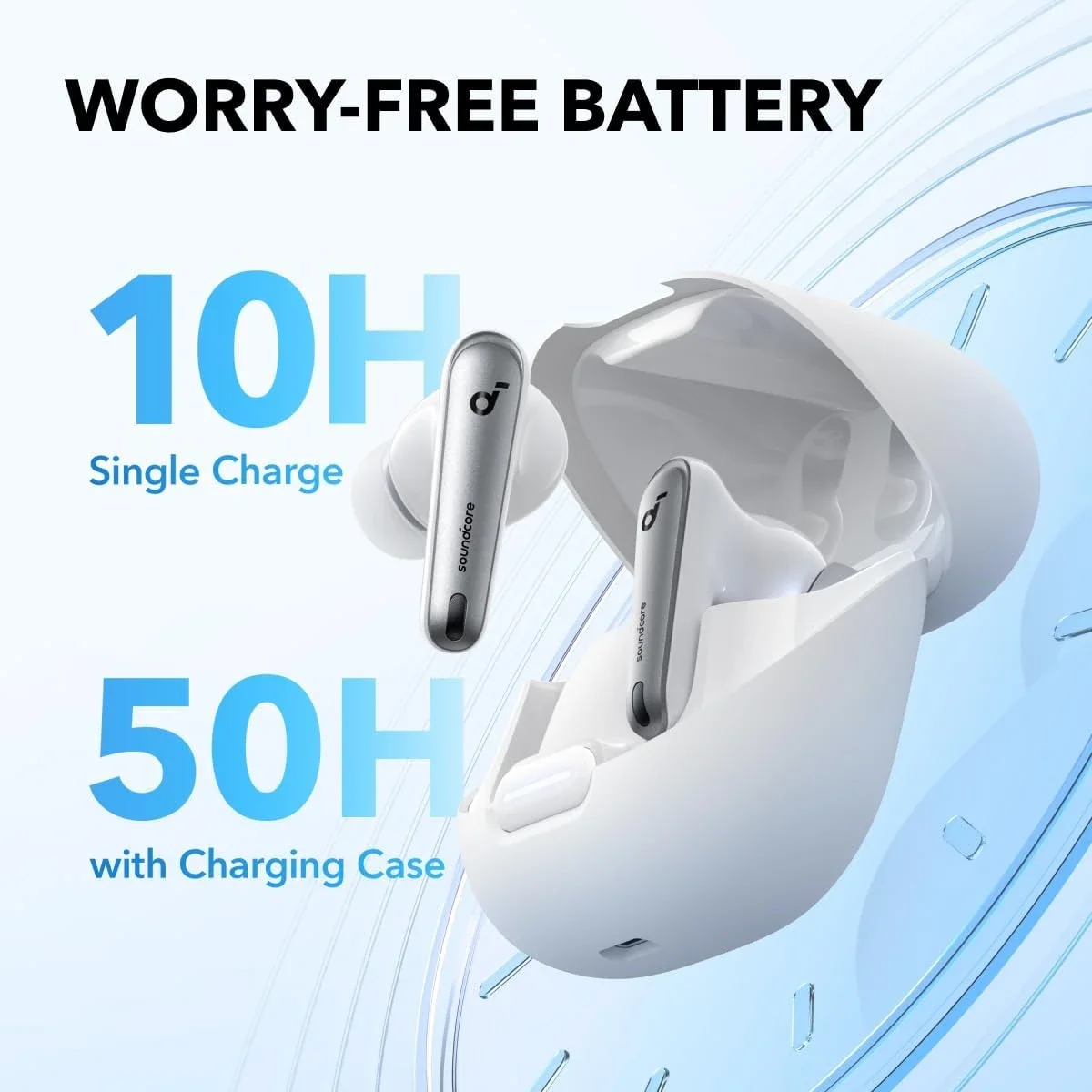 Anker soundcore Liberty 4 NC Wireless Earbuds with Adaptive ANC, Hi-Res Sound, 50H Battery - White - Thumbnail 3
