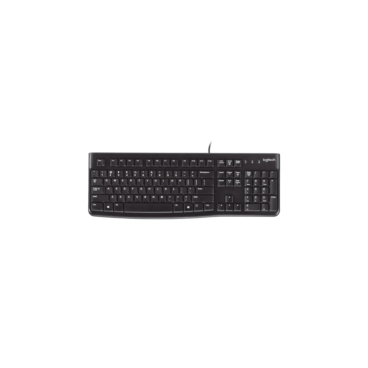 كيبورد Logitech K120 USB سلكي بكتابة هادئة وتصميم مقاوم لانسكاب السوائل